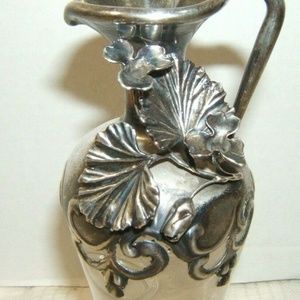Antique Sterling Silver Glass Ewer 1800s